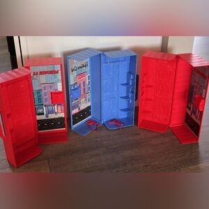 LOL Surprise OMG Fashion Doll Downtown & Uptown Locker Cases 2-Red And 1-Blue